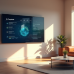 "Streamline Home Maintenance with Top AI Apps for Seamless Efficiency" "A serene home interior with a large touchscreen display showcasing AI-powered home maintenance features, surrounded by comfortable furniture and warm lighting."