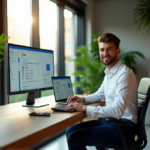 "Unlock Everyday Efficiency with Top AI Tools for Seamless Productivity and Business Growth: Enhancing Your Creative Processes" "A young professional works efficiently in a modern office space with AI tools like Trello, Asana, and Google Drive integrated into their workflow using AI automation solutions."