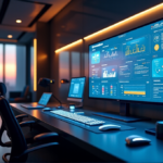 "Top AI Automation Solutions for Seamless Marketing Operations" "A futuristic marketing control room featuring a digital dashboard with integrated AI automation solutions, showcasing ai business productivity tools 2025 in a sleek, modern setting."