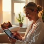 "How to Boost Home Healthcare with Top AI Apps for Seamless Efficiency and Productivity" "A caregiver efficiently manages patient care using an AI-powered tablet in a serene home healthcare setting, showcasing seamless efficiency with AI automation solutions."