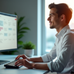 "Maximizing Daily Efficiency with AI-Powered Task Management: Boosting Productivity and Streamlining Workflow Automation" "A young professional sits calmly at a minimalist desk, using AI automation solutions to manage tasks with ease, surrounded by soft blues and natural light."