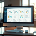 "AI-Powered Task Management: Unlock Seamless Efficiency with Intelligent Automation" "A modern office desk with a silver-finish computer monitor displaying an AI-powered task management system, surrounded by minimalist office supplies in a well-lit, spacious environment."
