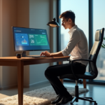 "Unlock Personal Efficiency with AI-Driven Tools for a Smarter Future" "A young professional sits confidently in a modern home office surrounded by AI-driven tools and cutting-edge technology, utilizing AI automation solutions to boost productivity."